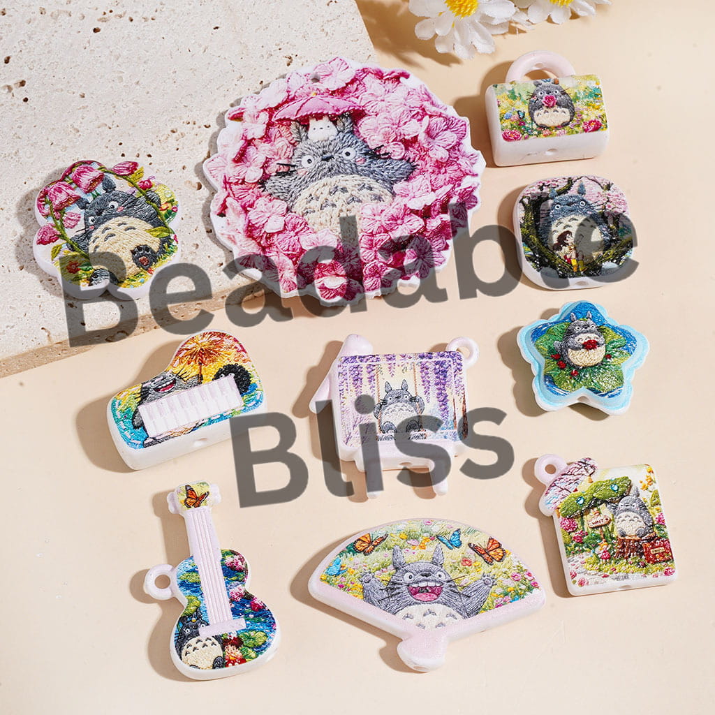 Acrylic Beads for Pendants Japanese Anime Chinchilla Character Series, Random Mix