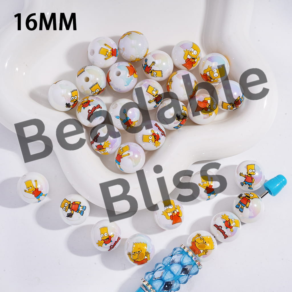 Acrylic Beads for Bracelets UV Coating American Humorous Family Series, 16MM