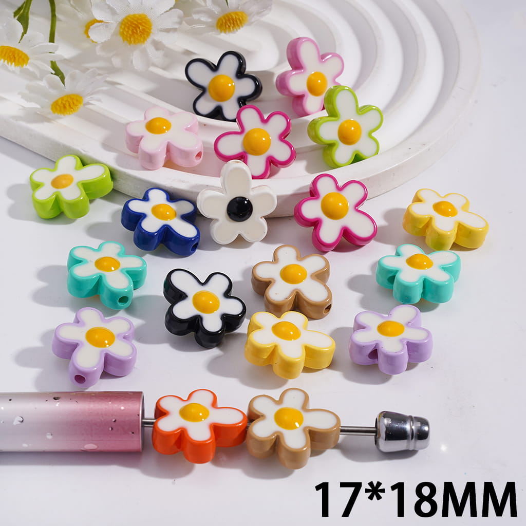 Acrylic Beads Abnormal Flower Series, 17*18MM, Multi-Color, Random Mix