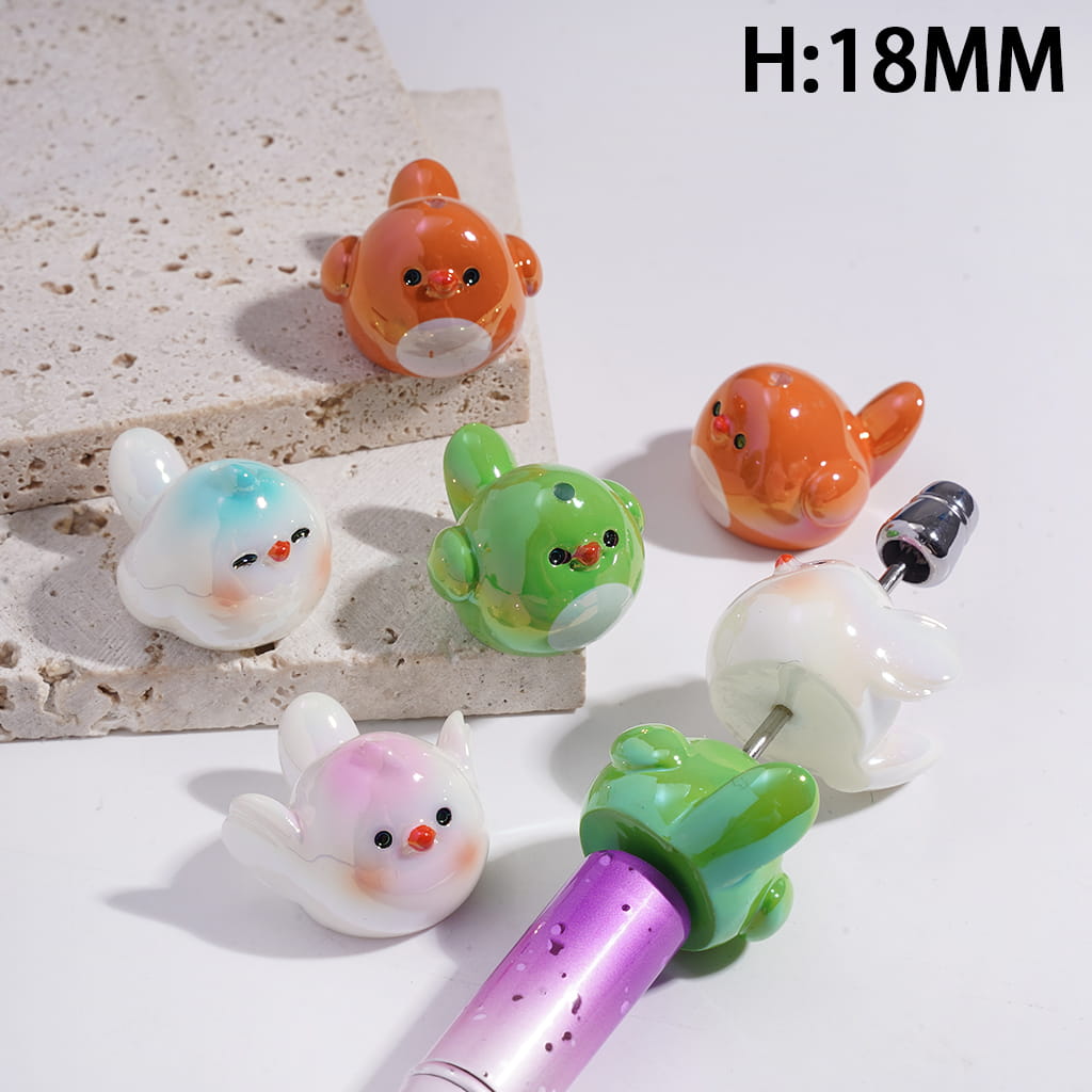 Acrylic Bird Beads UV Coating in Opening Wings, Height 18MM, Multi-Color, Random Mix