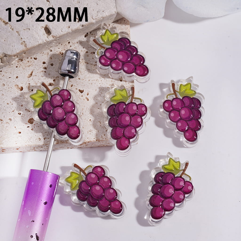 Acrylic Beads Purple Grape Bunch, Translucent, 19*28MM