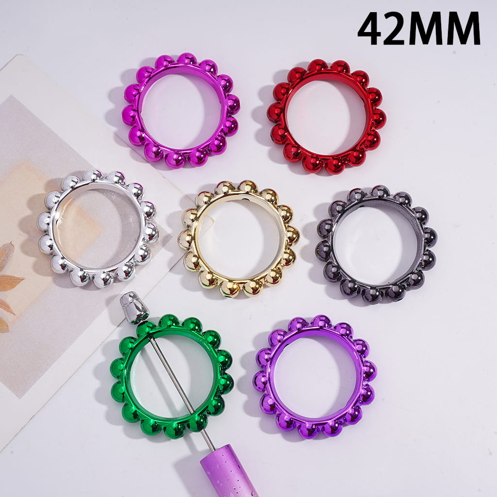 Acrylic Beads Metallic Colors Sun Round Ring, 42MM, Random Mix