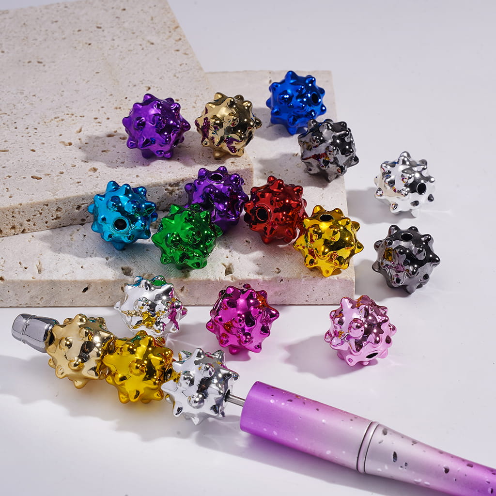 Acrylic Beads Meteor Hammer in Solid Metallic Style, Random Mix