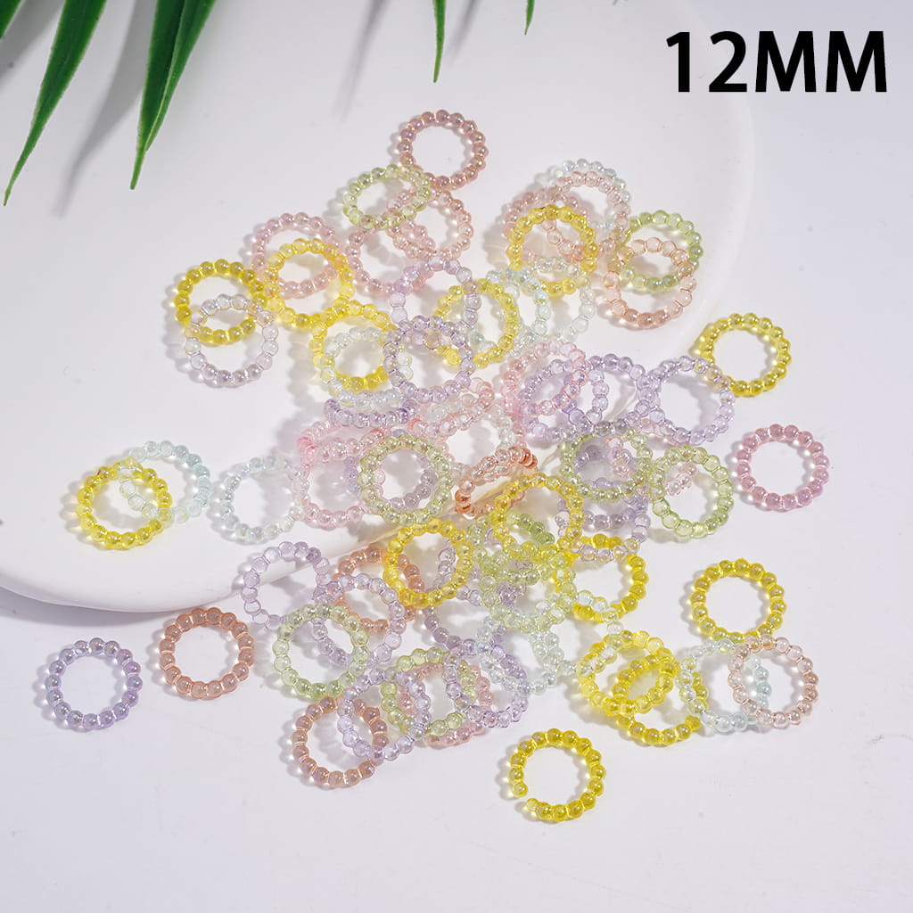 Semi Transparent Colorful Acrylic Pearl Spacers, 12MM, Random Mix