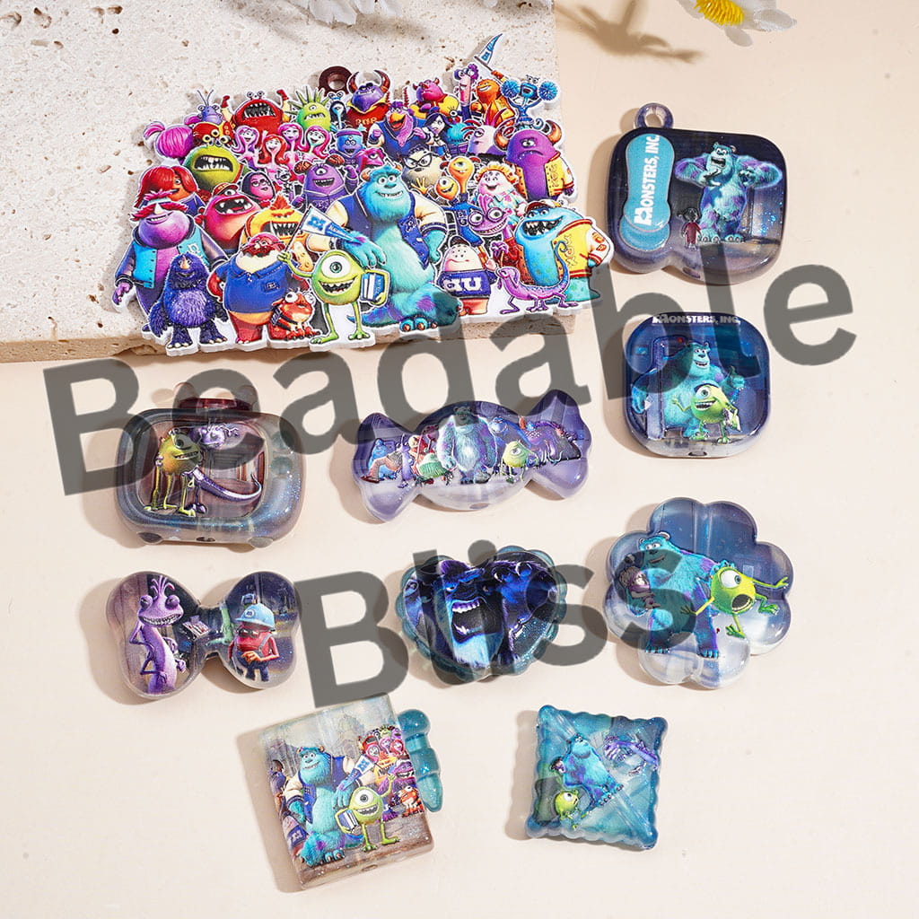 Acrylic Beads Pendants Monster Electric Power Company Series, Various Style, Random Mix