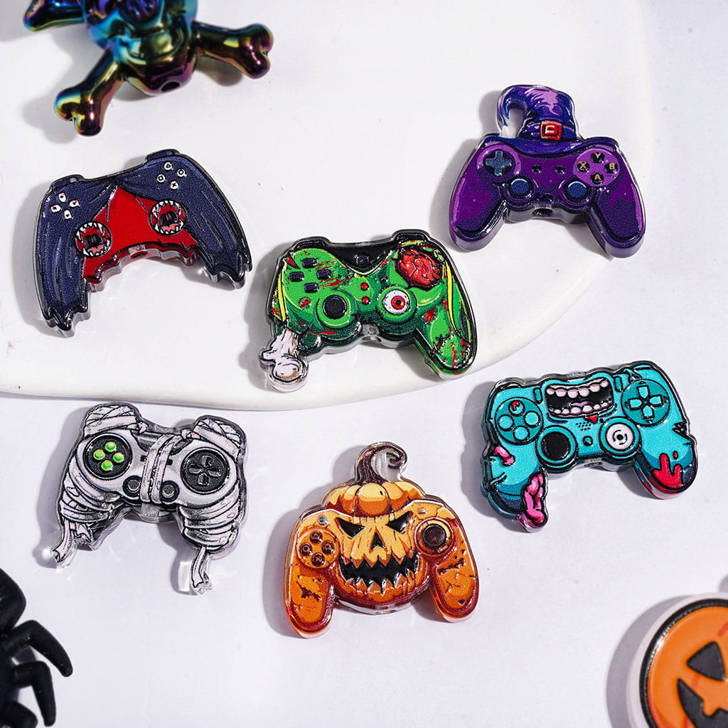 Halloween Series Game Controller Shape Acrylic Beads, Random Mix