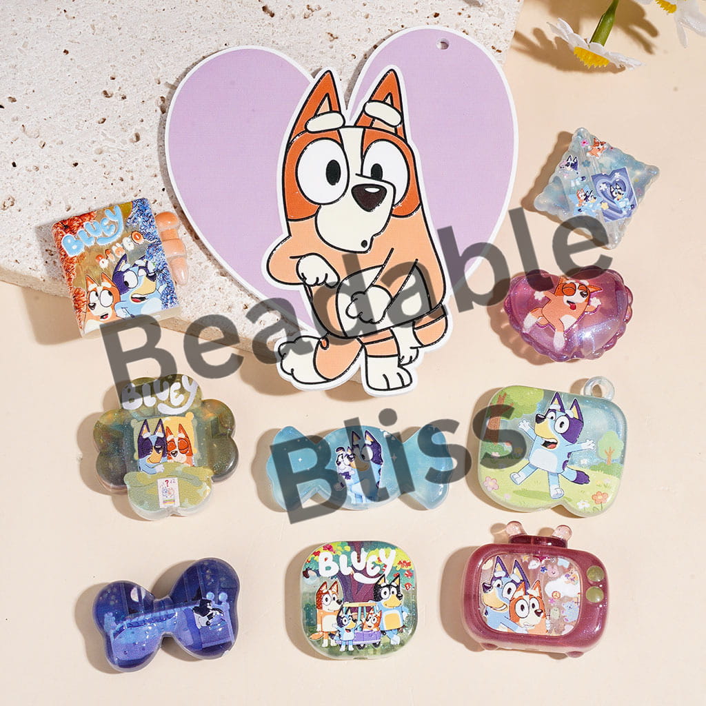 Acrylic Beads and Pendants Blue Dog Character Series, Random Mix