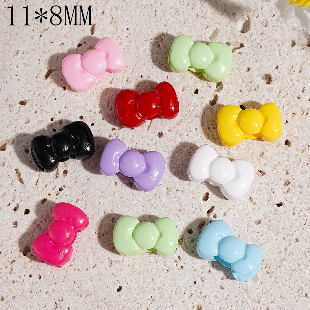 Acrylic Beads Mini Bowtie in Four Holes, 11*8MM Macaron Colors Random Mix