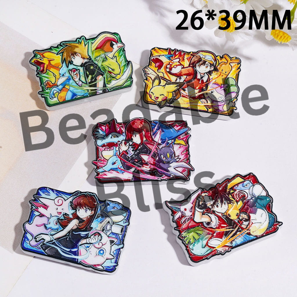 Small Monster Character Series Acrylic Beads, 26*39MM, Random Mix
