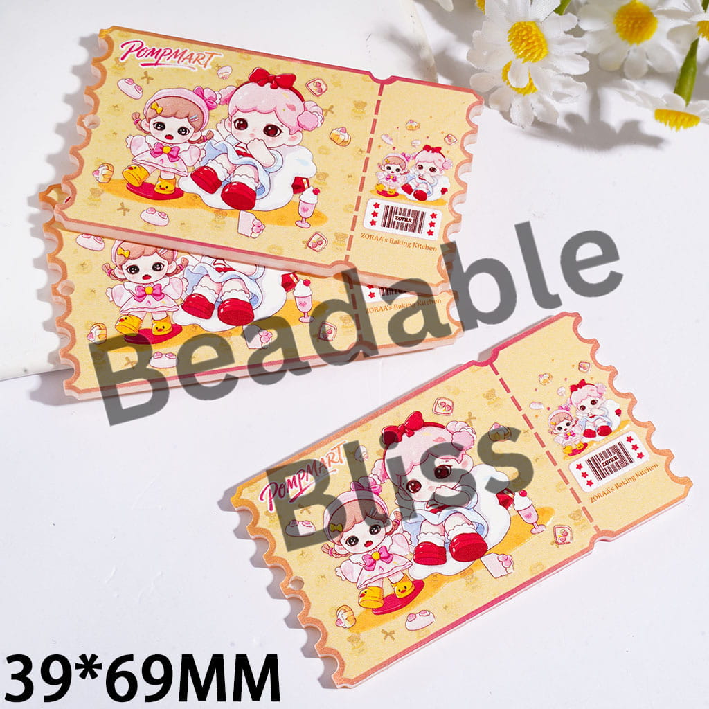 Acrylic Pendants Figures Baby Girls Character Series Stamps with Desserts, 39* 69MM