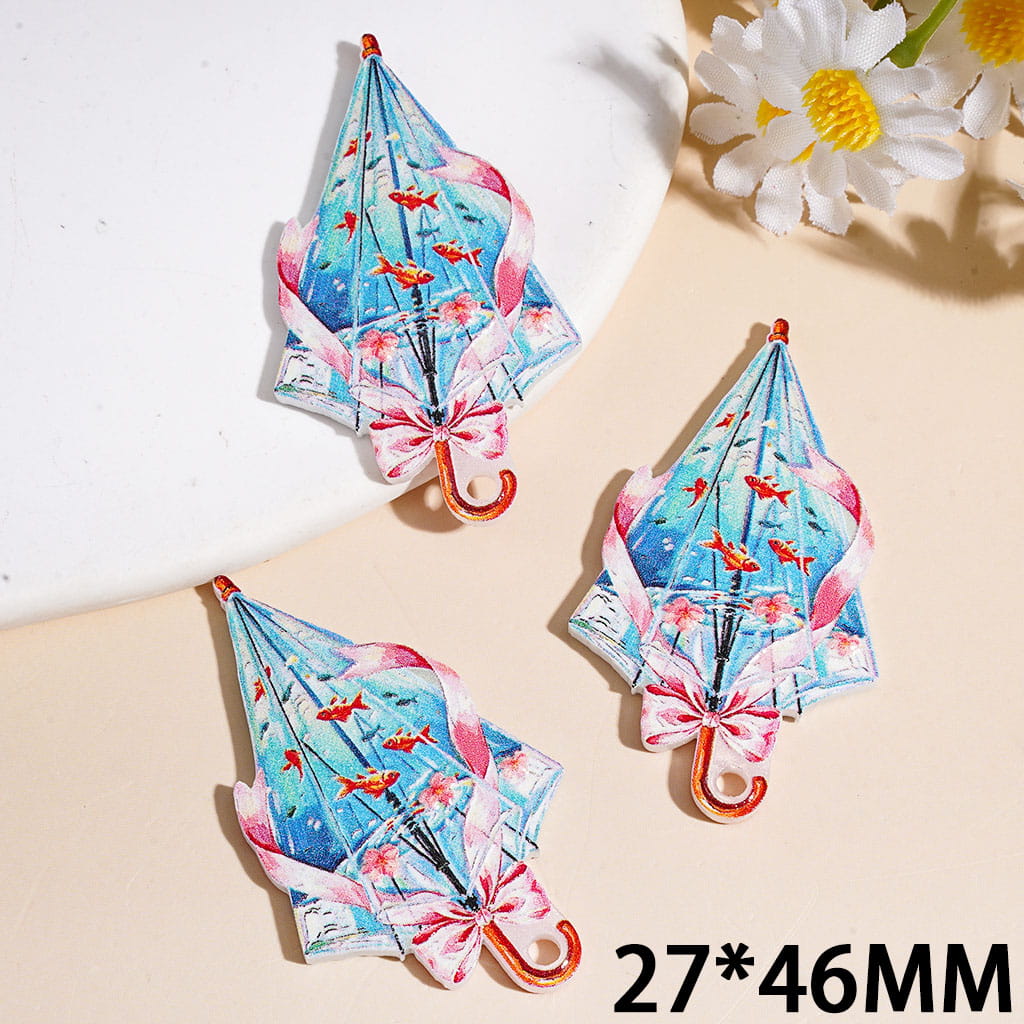 Umberlla with Flower Fish Bowtie Acrylic Pendants 27*46MM