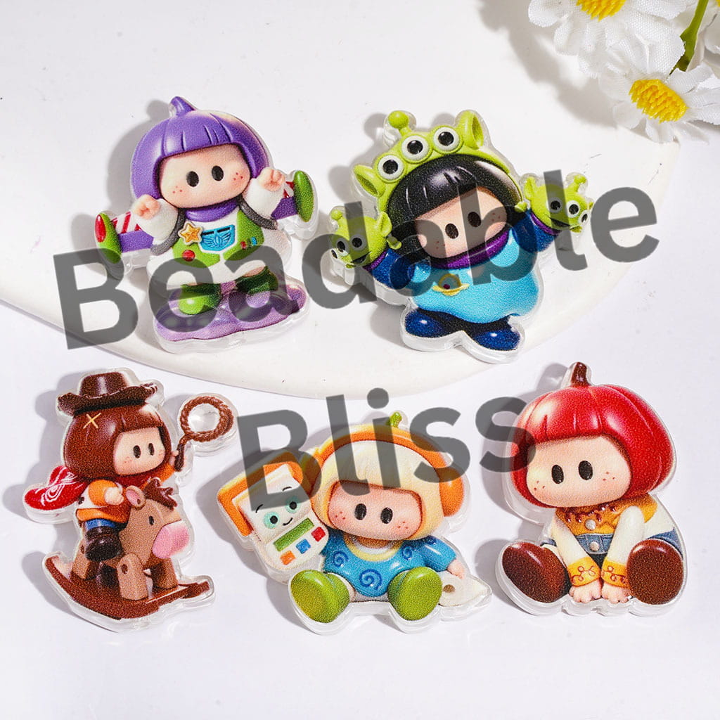 Cute Girl Doll with Straight Bangs and Freckle Acrylic Beads, Toy Adventure Costume Theme, Random Mix
