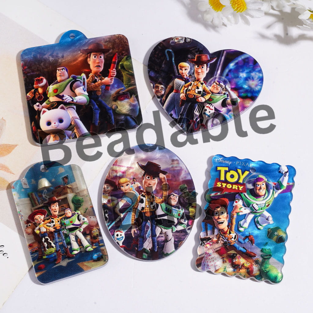 Adventure Toy Character Series Acrylic Pendants with Fritillaria Pearl-Like Texture, Random Mix