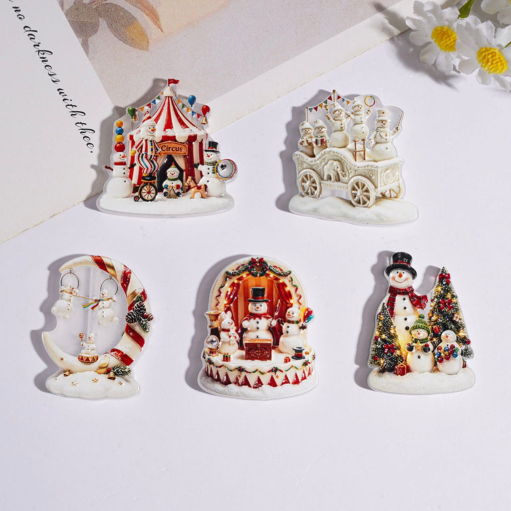 Snowman Joker Show Car Tent Circus Acrylic Beads, Christmas Theme, Random Mix