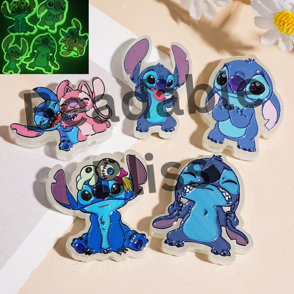 Luminous Naughty Blue Monster Character Series Acrylic Beads, Random Mix
