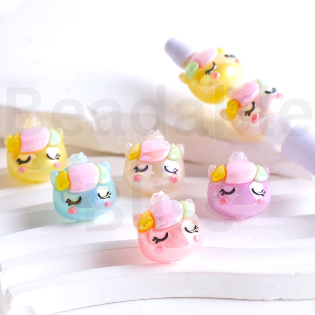 Vivid Cute Shiny Unicorn Head Acrylic Beads, Around 19*20MM, Random Mix
