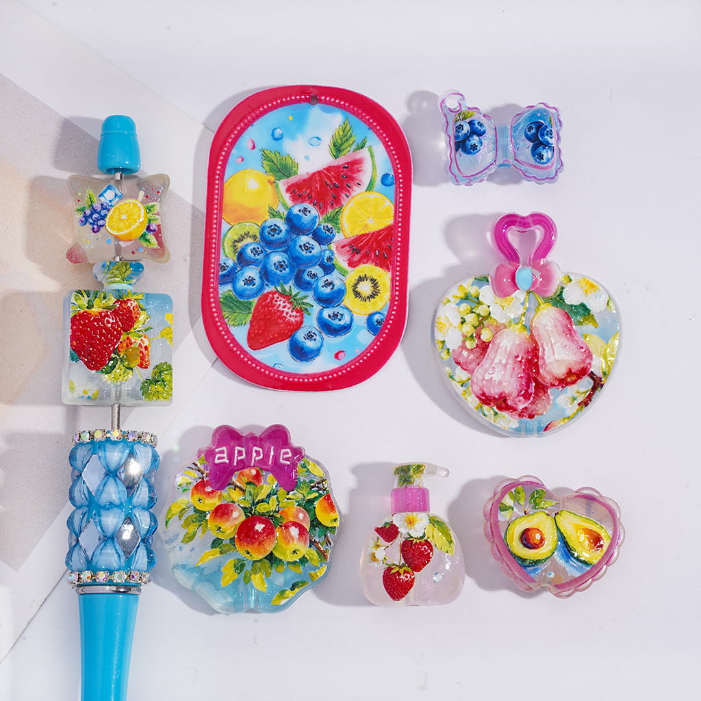 Acrylic Beads Pendant Yummy Fruit Series, Random Mix