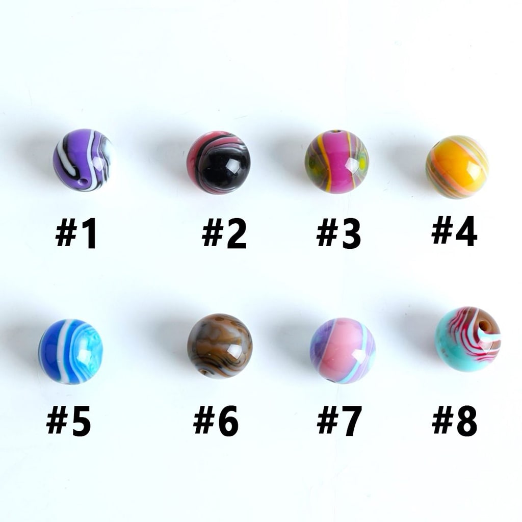 Colorful Stripes Abstract Art Design Round Acrylic Beads, 16MM, Please Read the Description