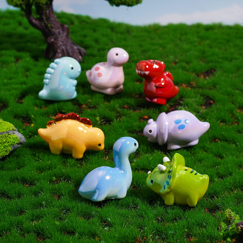 Acrylic Beads UV Coating Cute Dinosaur Series, Random Mix