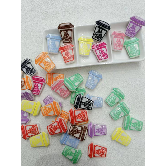 カラフルでかわいいコーヒーカップボトルアクリルビーズ、約30×25MM、ランダムミックス