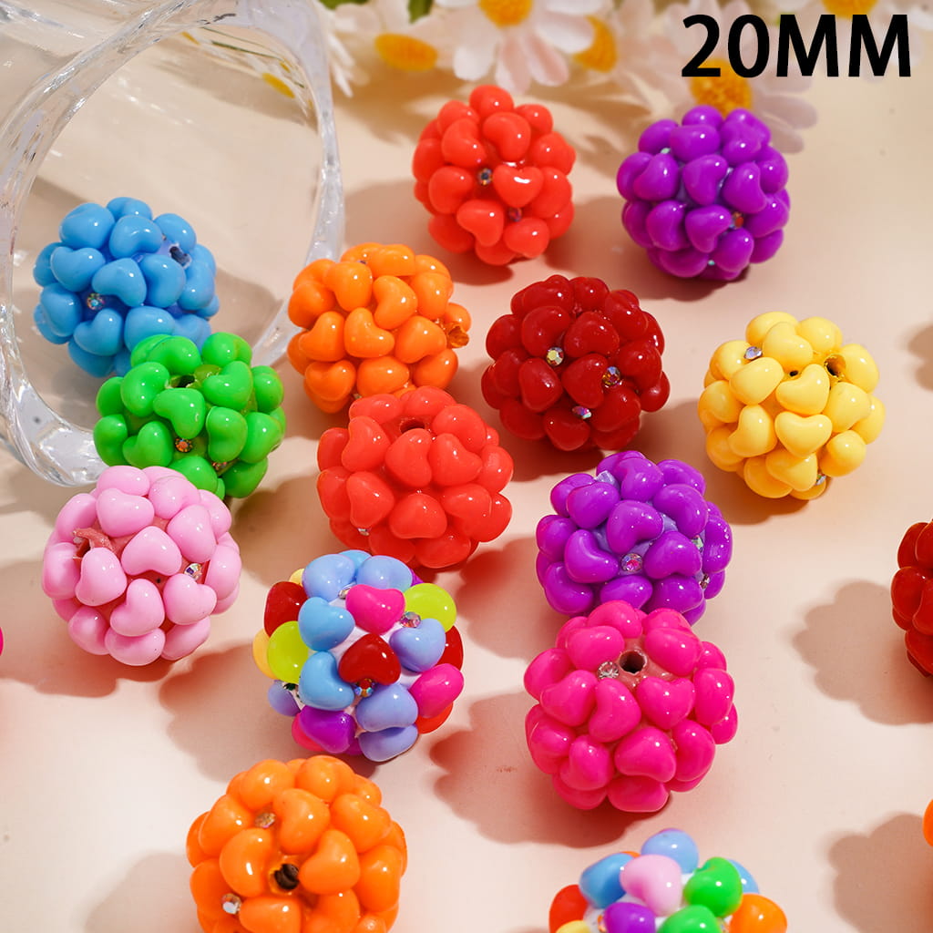 Clay Beads with Neon Colors Hearts, 20MM, Random Mix