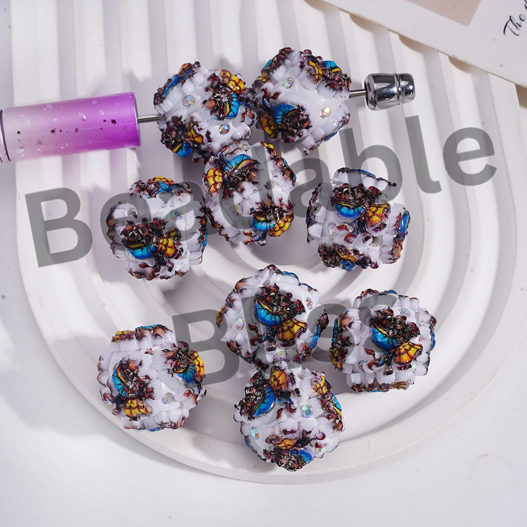 Clay Beads with Wild Beast and Beautiful Princess Character, AB Rhinestones, 20MM