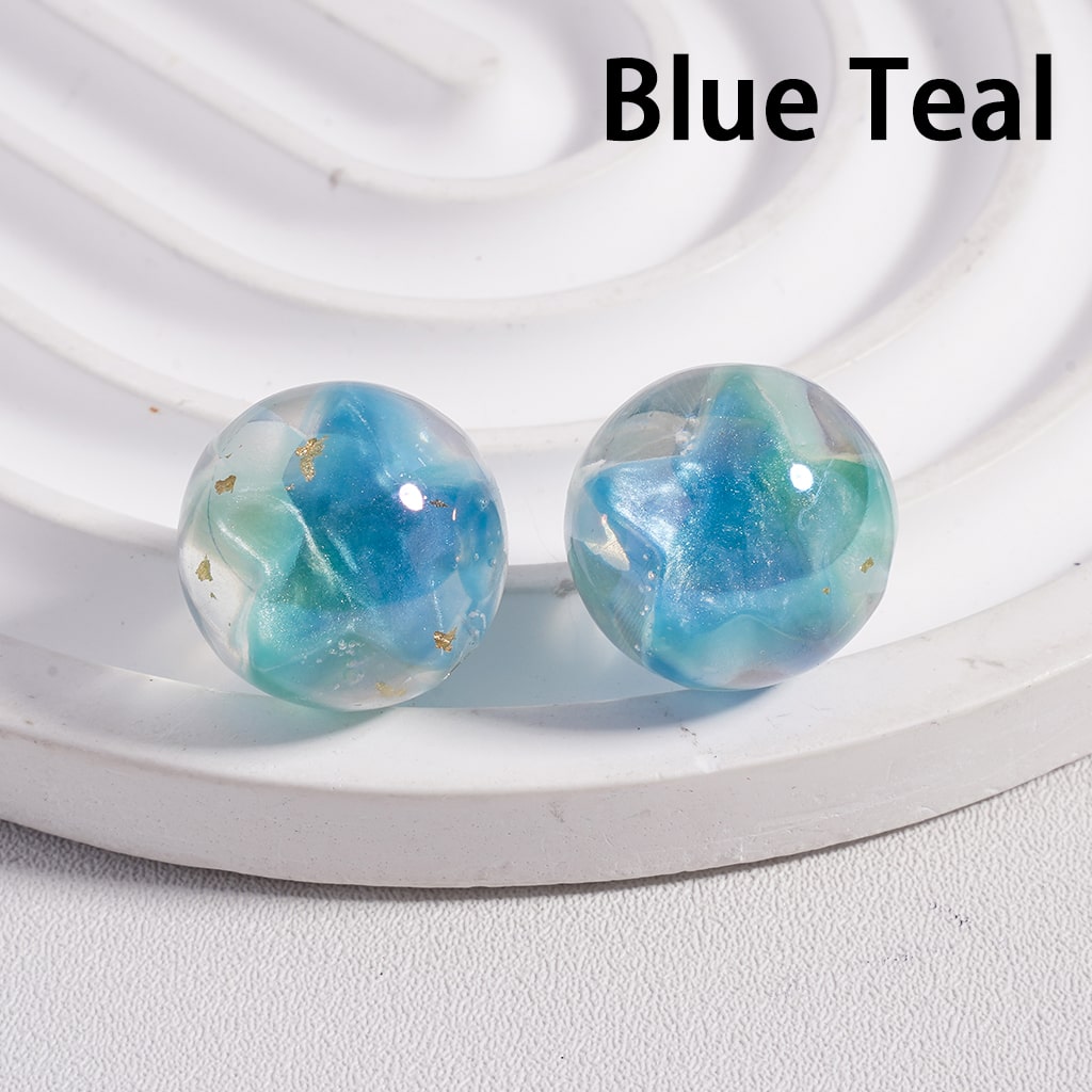 Acrylic Beads UV Coating Large Multi-Color Star Gold Foil Paper Inside, Clear, 16MM