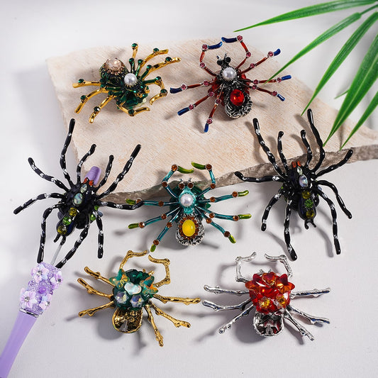 Fancy Alloy Spider with White Pearls Shiny Rhinestones Cute Hearts Butterflies Stars Snowflakes Clay Beads