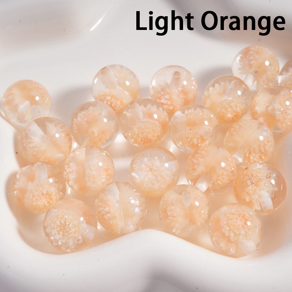 Acrylic Beads Luminous Cute Glitter Multi-Color Daisy Flower Inside , Clear, 16MM
