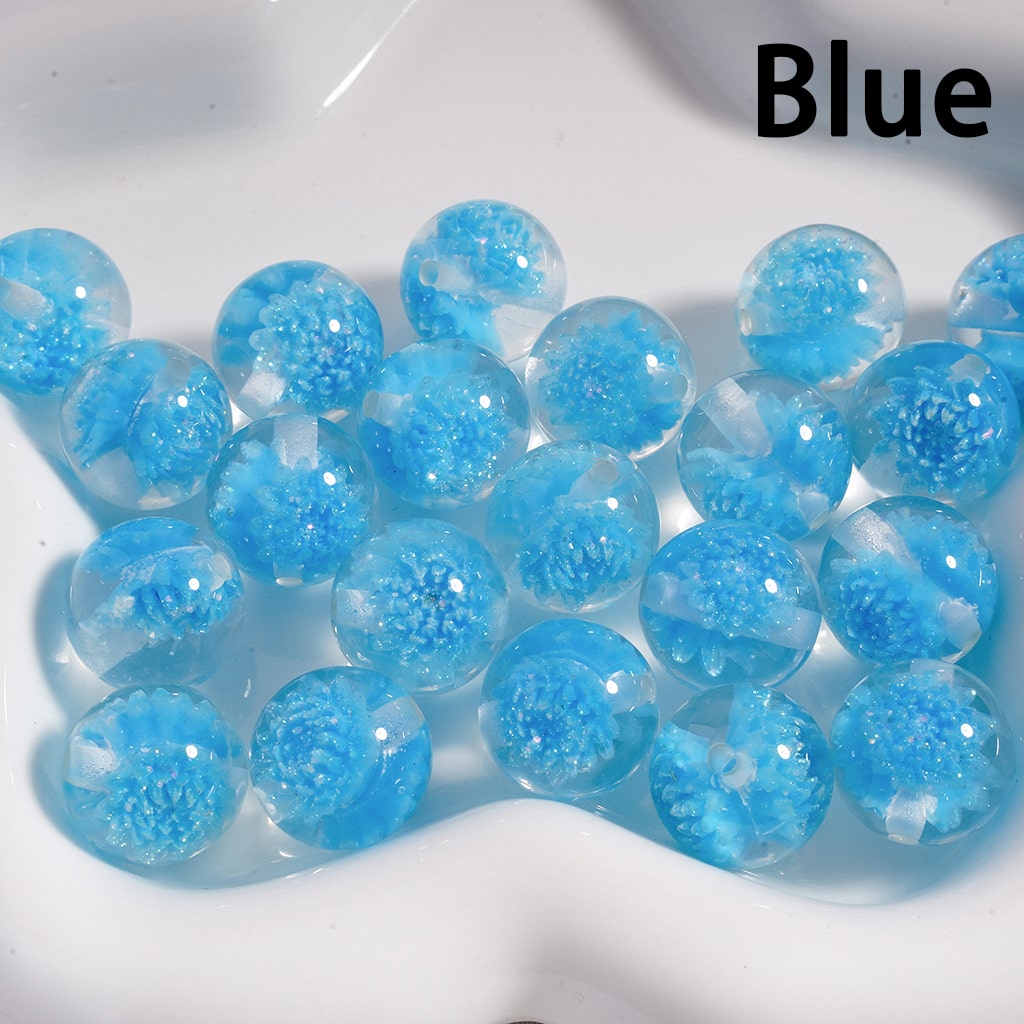Acrylic Beads Luminous Cute Glitter Multi-Color Daisy Flower Inside , Clear, 16MM