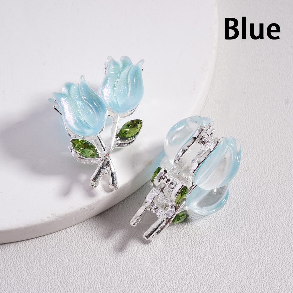 Fancy Silver Alloy Beads Cute UV Coating Tulip Flower, 21*29MM
