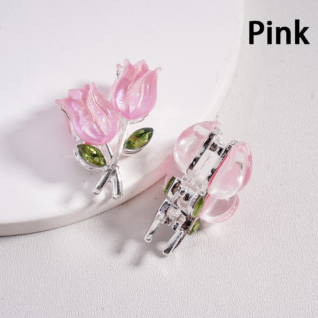 Fancy Silver Alloy Beads Cute UV Coating Tulip Flower, 21*29MM