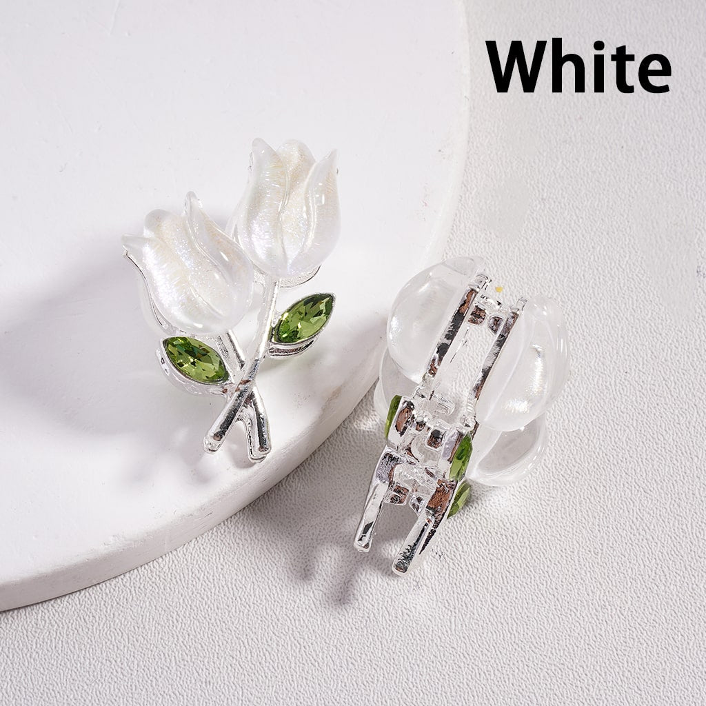 Fancy Silver Alloy Beads Cute UV Coating Tulip Flower, 21*29MM