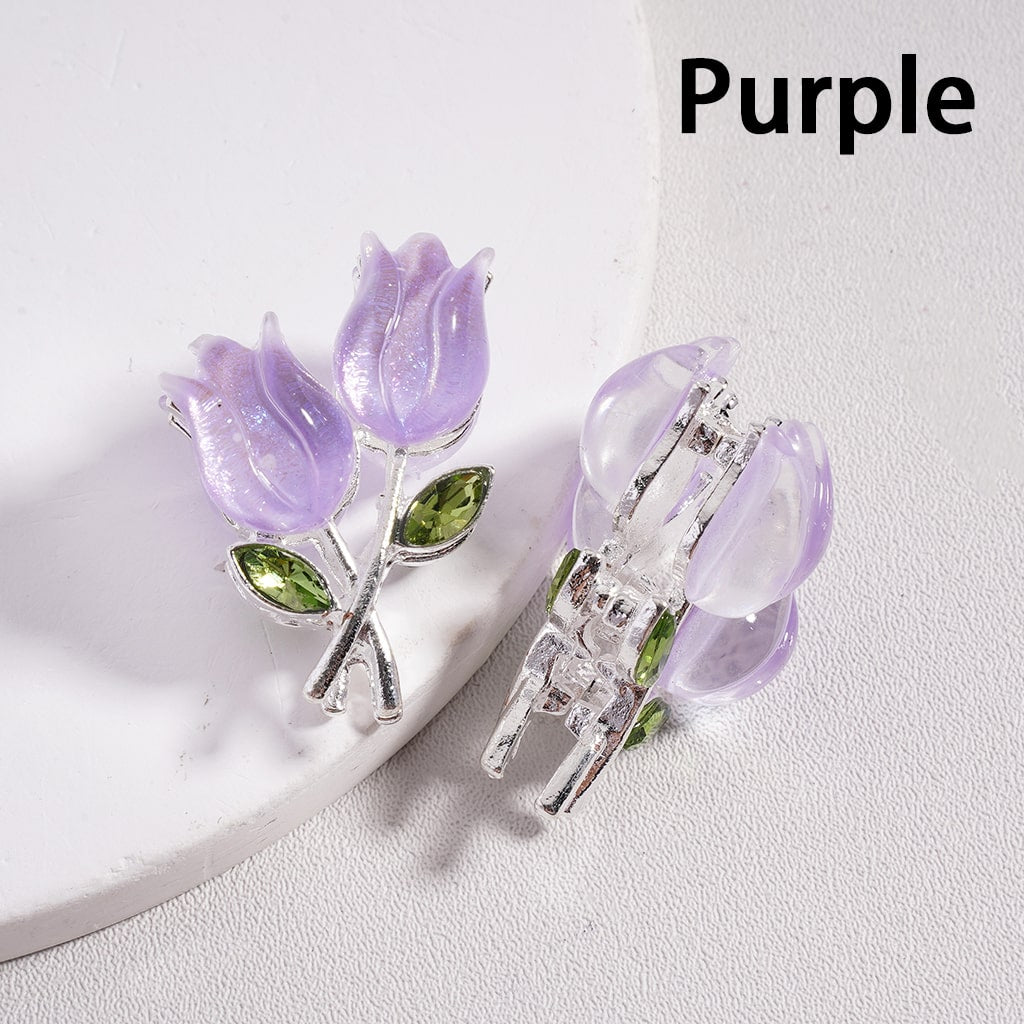 Fancy Silver Alloy Beads Cute UV Coating Tulip Flower, 21*29MM