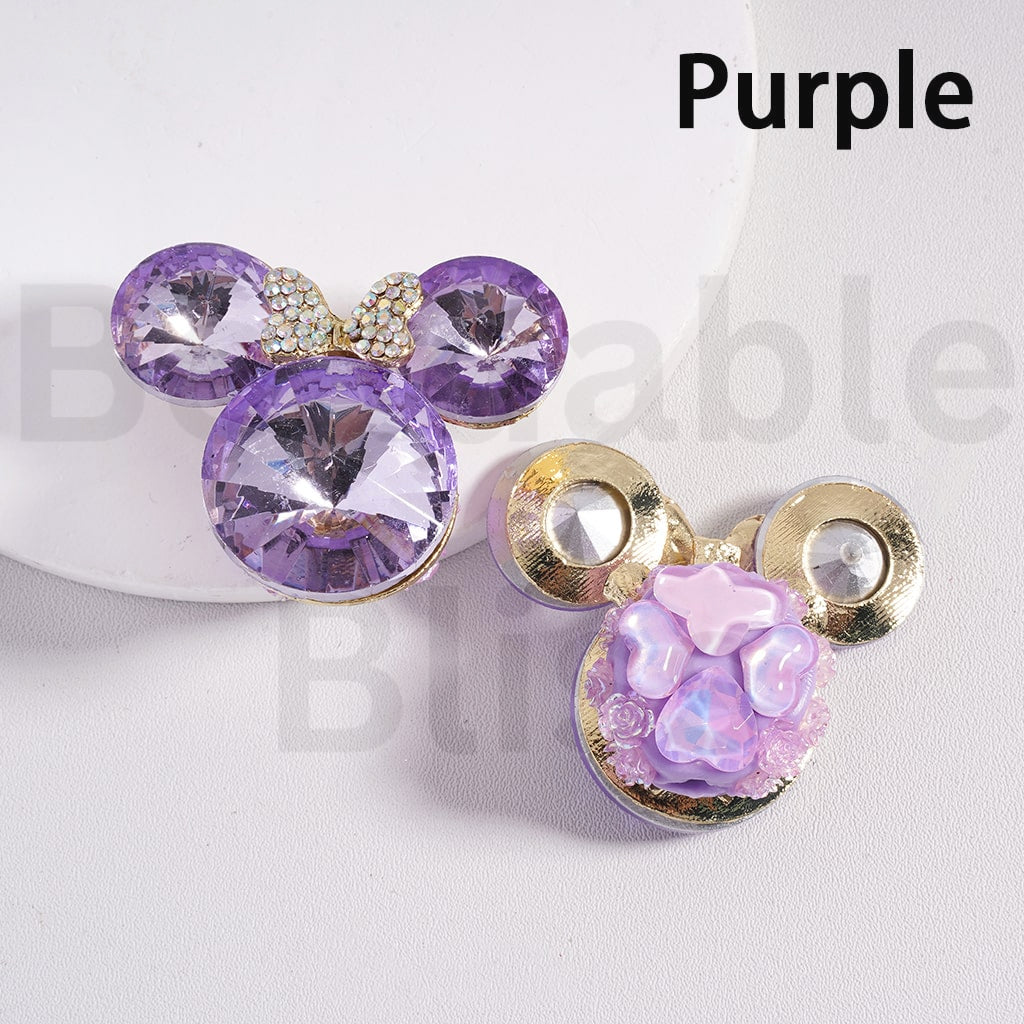 Fancy Gold Alloy Minni Mouse Head with Mini Bow AB Rhinestones Cute Flowers Butterflies Hearts Large Shiny Cone Shape Rhinestones Clay Beads