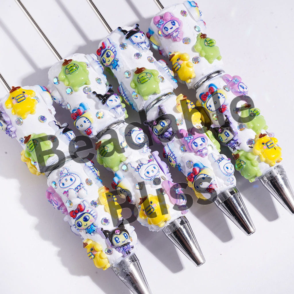 Beadable Clay Pens with Adorable Character and Dog Series and AB Rhinestones