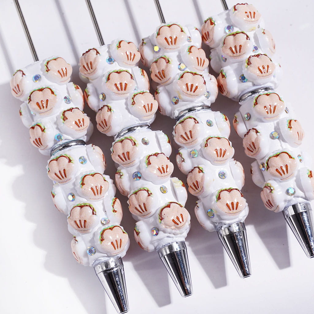 Beadable Clay Pens with Cute Cat Claw and AB Rhinestones