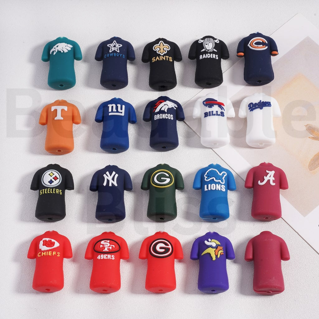 USA America Football Team Shirt Jersey Uniform Kansas Chie Dallas Cowbo San Francisco 49e Denver Bronc New Orleans Sain Chicago Bea Las Vegas Raide Detroit Lio Buffalo Bil Green Bay Packe Georgia Bulldo Silicone Focal Beads
