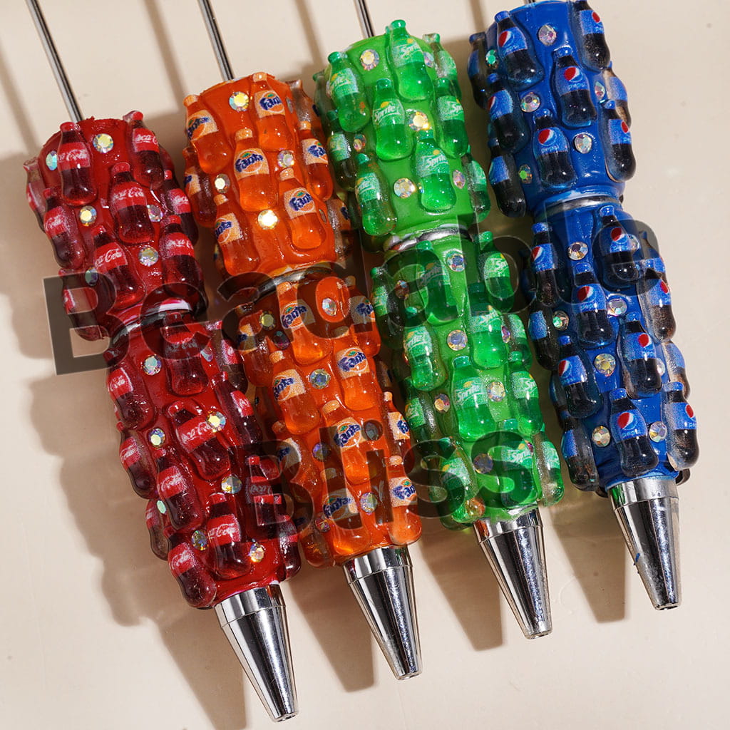 Bottled Carbonated Beverages and AB Rhinestones Beadable Clay Pens, Random Mix