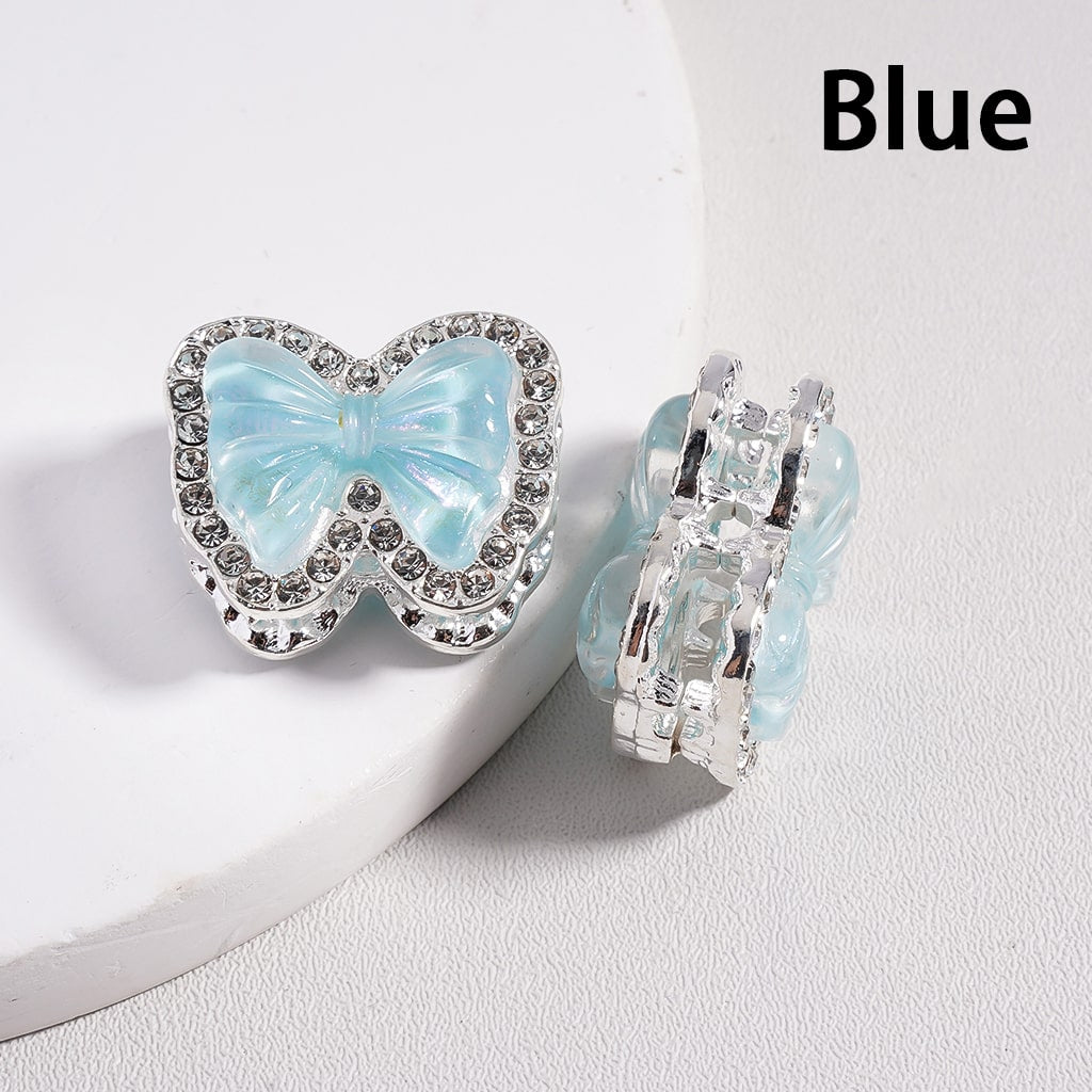 Fancy Silver Alloy Bowknot Butterfly Beads with Clear Rhinestones, 18*21MM