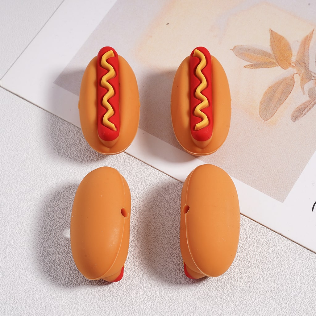 Silicone Focal Beads 3D Fast Food Hot Dog Pizza Cok Coc Col