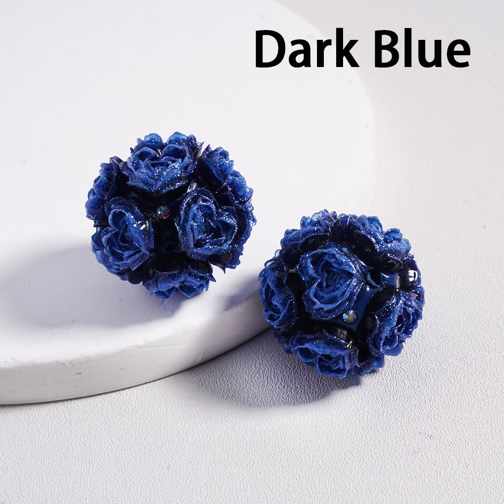 Clay Beads Luminous Glitter Heart Flowers AB Rhinestones, 23MM