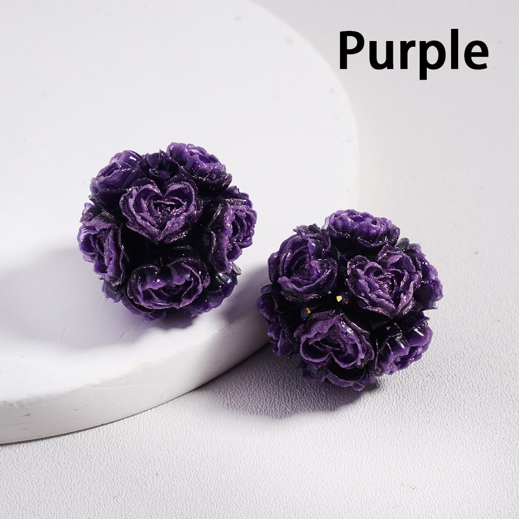 Clay Beads Luminous Glitter Heart Flowers AB Rhinestones, 23MM
