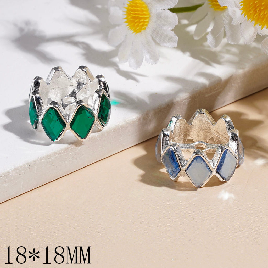 Alloy Beads with Diamond Shaped Rhinestones, 18*18MM Random Mix Multi-Color