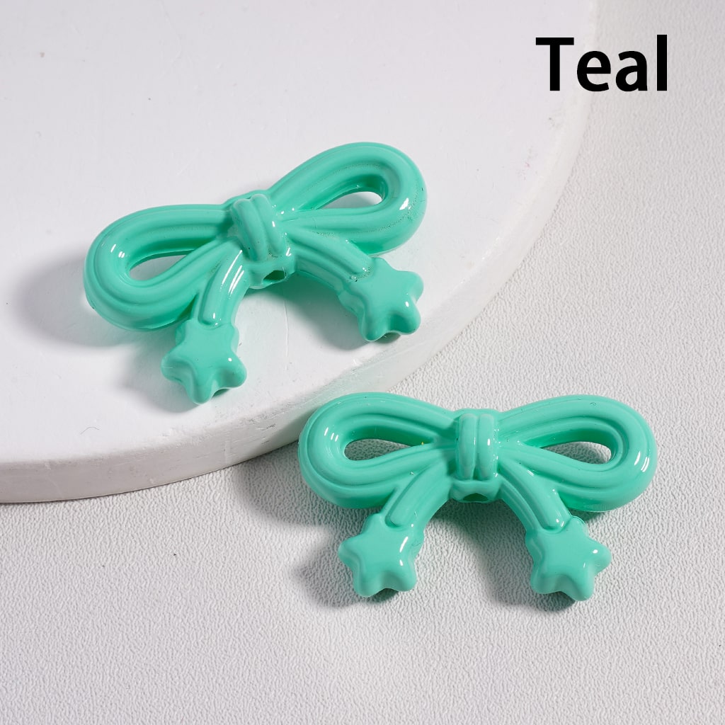 Acrylic Beads Cute Bowknot with Mini Star in Solid Color, 19*33MM (Single Color is available for 200pcs(Whole Bag)Only)