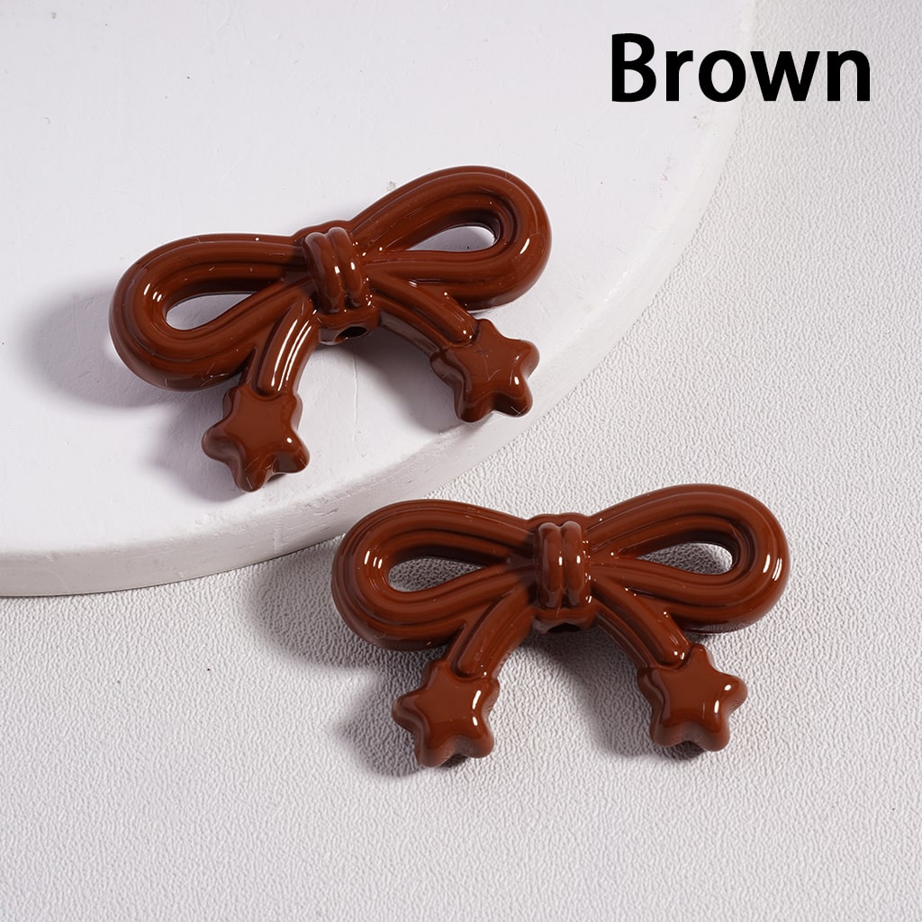 Acrylic Beads Cute Bowknot with Mini Star in Solid Color, 19*33MM (Single Color is available for 200pcs(Whole Bag)Only)