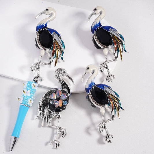 Fancy Alloy Fantastic Crane with Cute Hearts Butterflies Flowers Water Drop Clay Beads