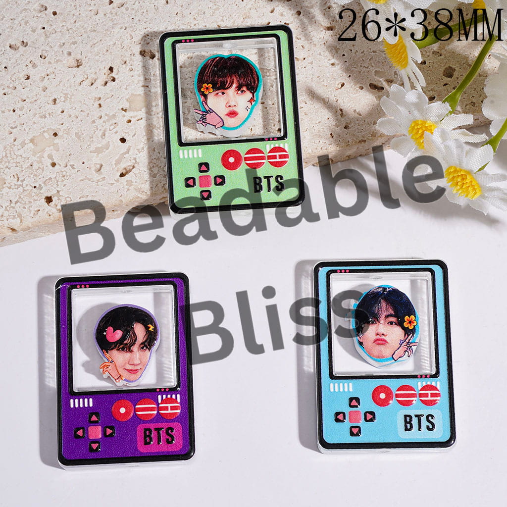 Korea Boy Group Portrait Acrylic Beads Game Console Cutout Window, 26*38MM Random Mix (Please Read Description)