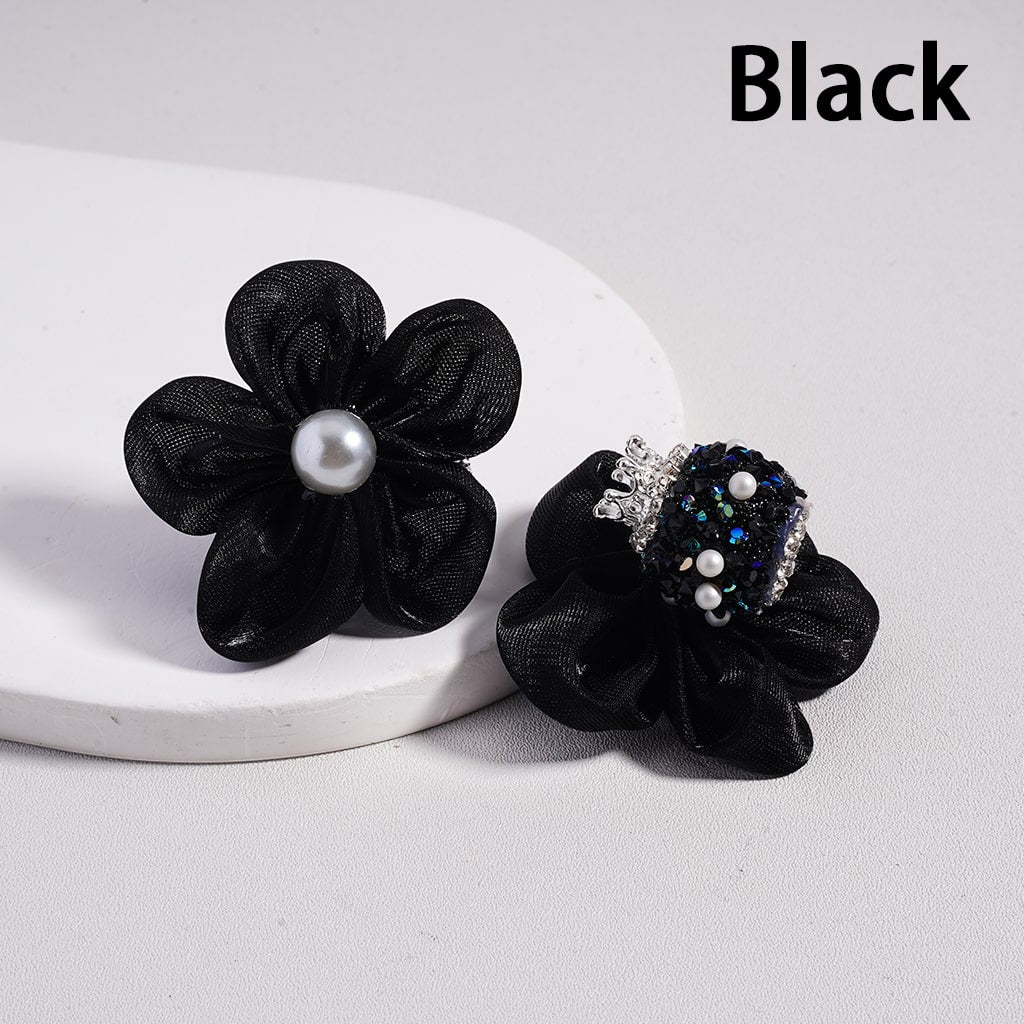 Sugar Acrylic Beads with Mini Silver Alloy Crown White Pearls Clear Rhinestones Chains Large Fabric Flowers