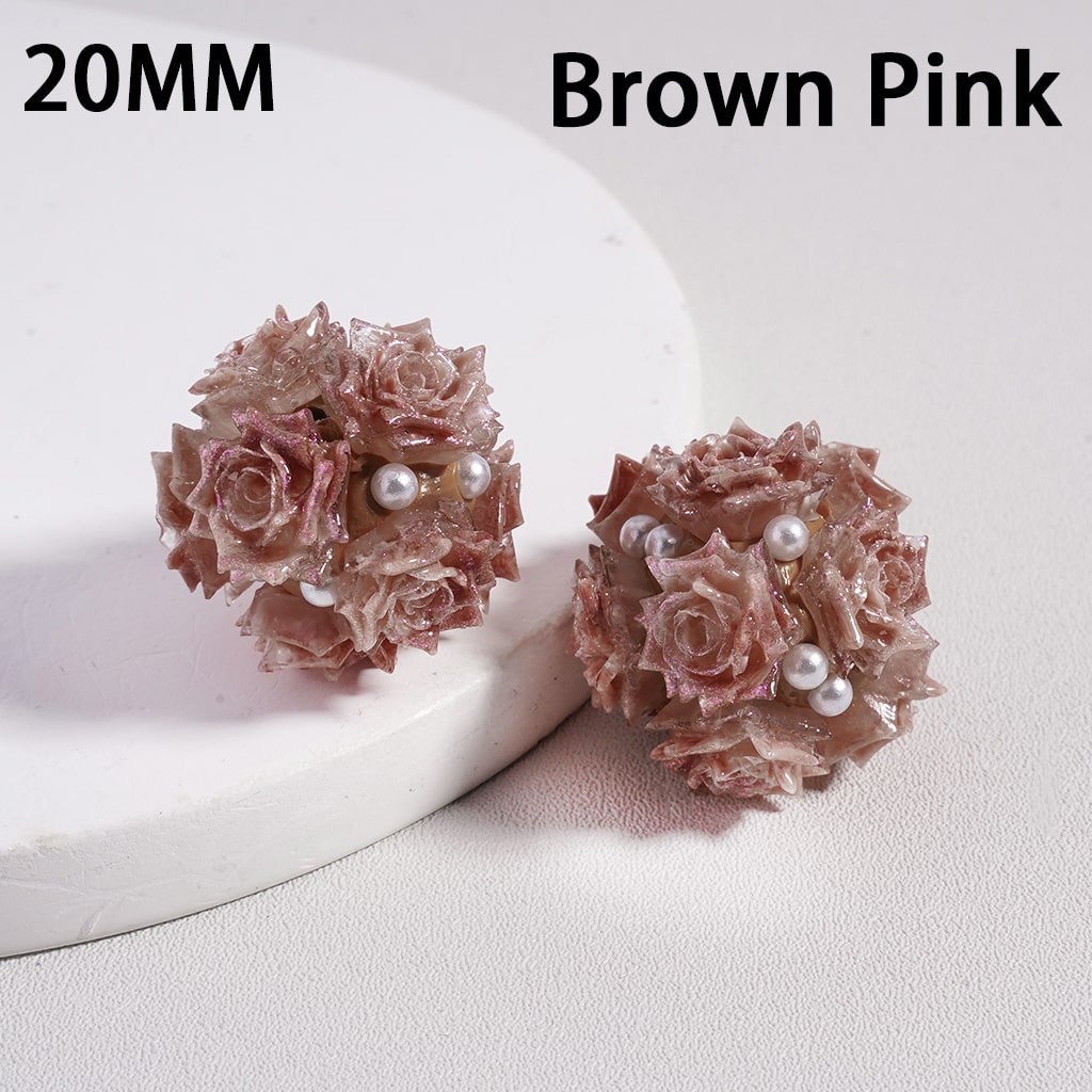 Clay Beads Luminous Glitter Rose Flowers White Pearls, 20MM